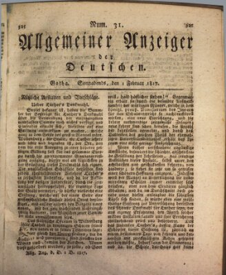 Allgemeiner Anzeiger der Deutschen Samstag 1. Februar 1817