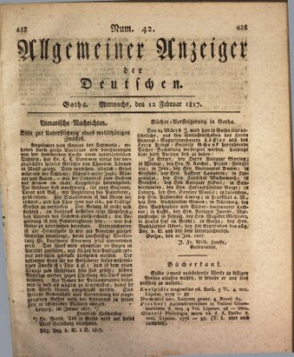 Allgemeiner Anzeiger der Deutschen Mittwoch 12. Februar 1817