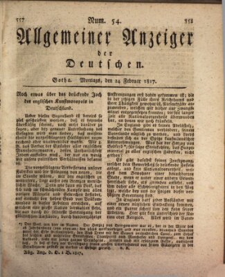 Allgemeiner Anzeiger der Deutschen Montag 24. Februar 1817