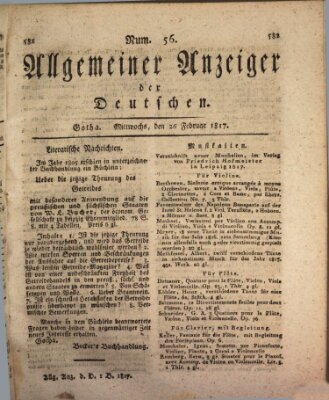 Allgemeiner Anzeiger der Deutschen Mittwoch 26. Februar 1817