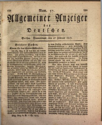 Allgemeiner Anzeiger der Deutschen Donnerstag 27. Februar 1817