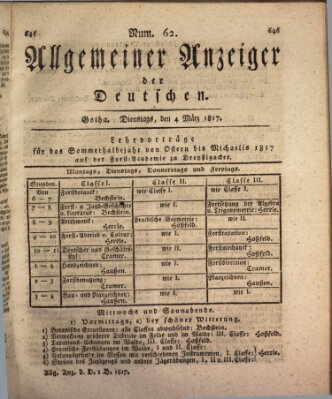 Allgemeiner Anzeiger der Deutschen Dienstag 4. März 1817