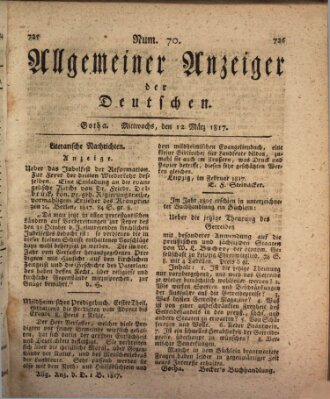 Allgemeiner Anzeiger der Deutschen Mittwoch 12. März 1817