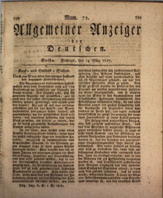 Allgemeiner Anzeiger der Deutschen Freitag 14. März 1817