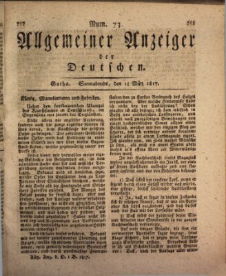 Allgemeiner Anzeiger der Deutschen Samstag 15. März 1817