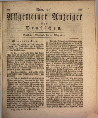 Allgemeiner Anzeiger der Deutschen Montag 24. März 1817