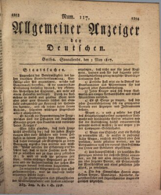 Allgemeiner Anzeiger der Deutschen Samstag 3. Mai 1817