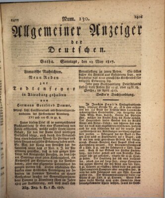 Allgemeiner Anzeiger der Deutschen Sonntag 18. Mai 1817