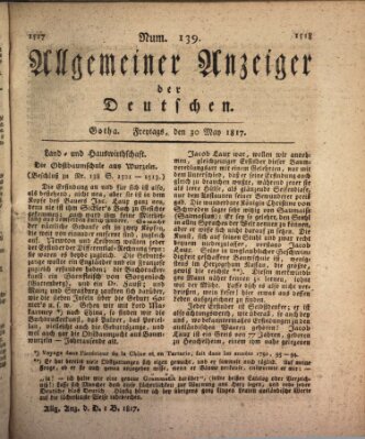 Allgemeiner Anzeiger der Deutschen Freitag 30. Mai 1817