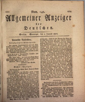 Allgemeiner Anzeiger der Deutschen Sonntag 8. Juni 1817