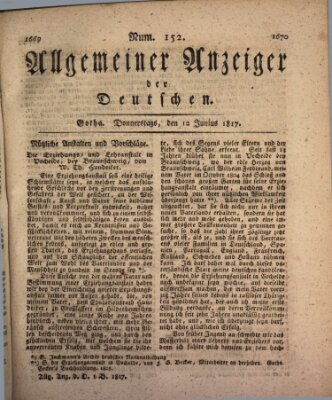 Allgemeiner Anzeiger der Deutschen Donnerstag 12. Juni 1817