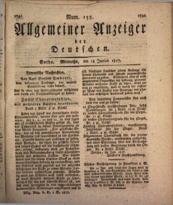 Allgemeiner Anzeiger der Deutschen Mittwoch 18. Juni 1817