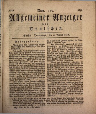 Allgemeiner Anzeiger der Deutschen Donnerstag 19. Juni 1817