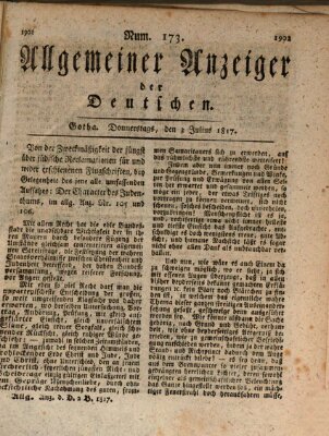 Allgemeiner Anzeiger der Deutschen Donnerstag 3. Juli 1817