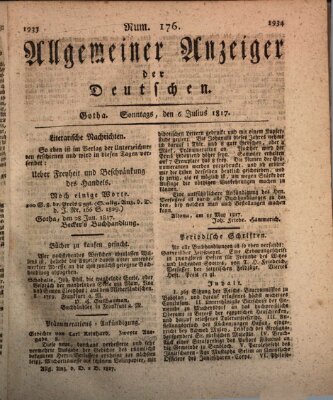 Allgemeiner Anzeiger der Deutschen Sonntag 6. Juli 1817