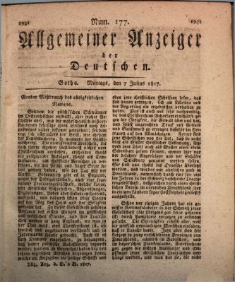 Allgemeiner Anzeiger der Deutschen Montag 7. Juli 1817