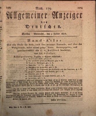Allgemeiner Anzeiger der Deutschen Mittwoch 9. Juli 1817