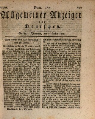 Allgemeiner Anzeiger der Deutschen Dienstag 15. Juli 1817