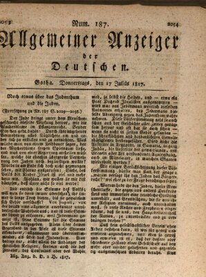 Allgemeiner Anzeiger der Deutschen Donnerstag 17. Juli 1817