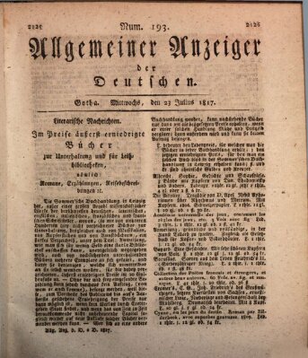 Allgemeiner Anzeiger der Deutschen Mittwoch 23. Juli 1817