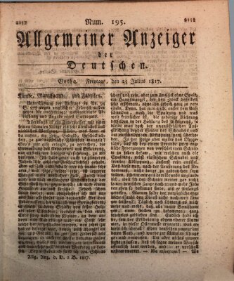 Allgemeiner Anzeiger der Deutschen Freitag 25. Juli 1817