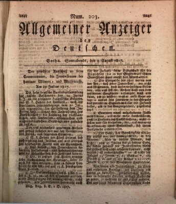 Allgemeiner Anzeiger der Deutschen Samstag 2. August 1817