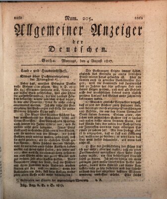 Allgemeiner Anzeiger der Deutschen Montag 4. August 1817