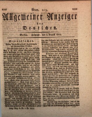 Allgemeiner Anzeiger der Deutschen Freitag 8. August 1817