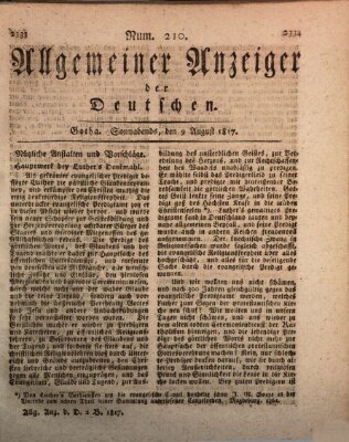 Allgemeiner Anzeiger der Deutschen Samstag 9. August 1817