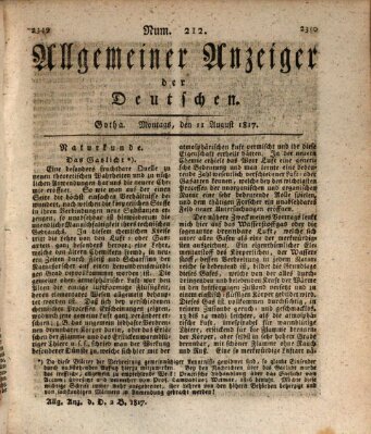 Allgemeiner Anzeiger der Deutschen Montag 11. August 1817