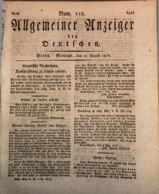 Allgemeiner Anzeiger der Deutschen Sonntag 17. August 1817