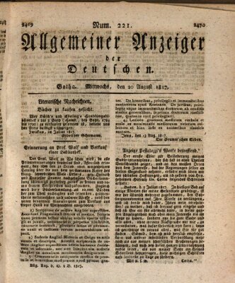 Allgemeiner Anzeiger der Deutschen Mittwoch 20. August 1817