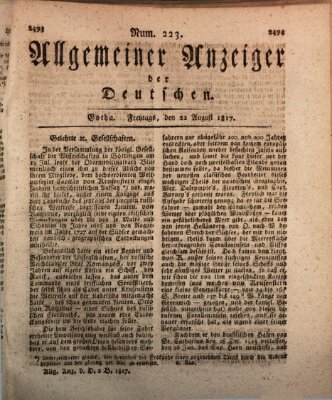 Allgemeiner Anzeiger der Deutschen Freitag 22. August 1817