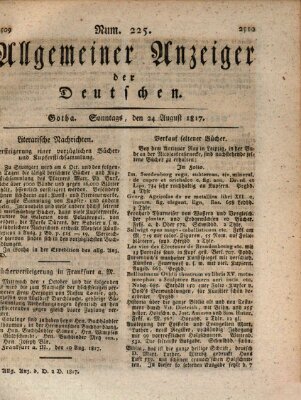 Allgemeiner Anzeiger der Deutschen Sonntag 24. August 1817