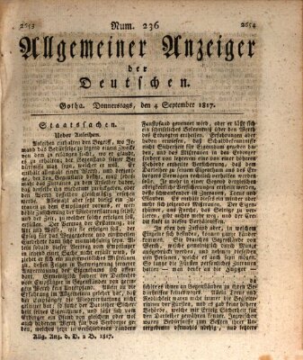 Allgemeiner Anzeiger der Deutschen Donnerstag 4. September 1817