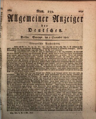 Allgemeiner Anzeiger der Deutschen Sonntag 7. September 1817
