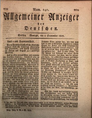 Allgemeiner Anzeiger der Deutschen Montag 8. September 1817