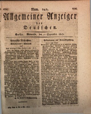 Allgemeiner Anzeiger der Deutschen Mittwoch 10. September 1817