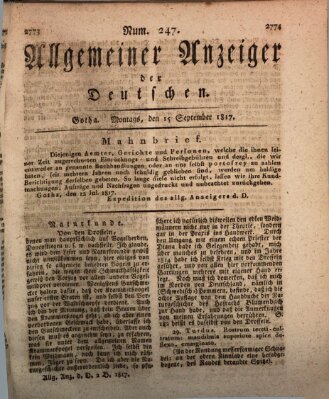 Allgemeiner Anzeiger der Deutschen Montag 15. September 1817