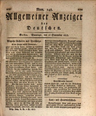 Allgemeiner Anzeiger der Deutschen Dienstag 16. September 1817