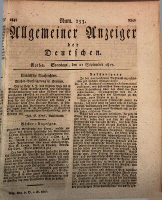 Allgemeiner Anzeiger der Deutschen Sonntag 21. September 1817