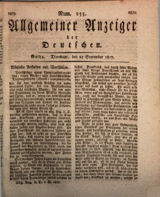 Allgemeiner Anzeiger der Deutschen Dienstag 23. September 1817
