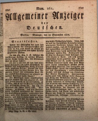 Allgemeiner Anzeiger der Deutschen Montag 29. September 1817