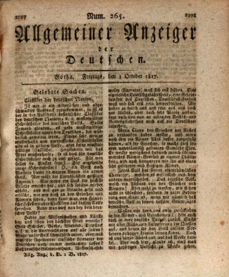 Allgemeiner Anzeiger der Deutschen Freitag 3. Oktober 1817