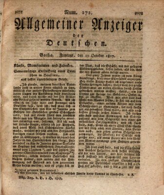 Allgemeiner Anzeiger der Deutschen Freitag 10. Oktober 1817