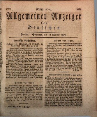 Allgemeiner Anzeiger der Deutschen Sonntag 12. Oktober 1817