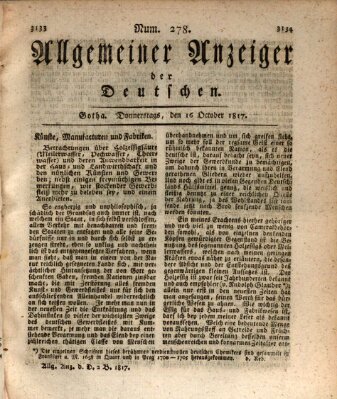 Allgemeiner Anzeiger der Deutschen Donnerstag 16. Oktober 1817