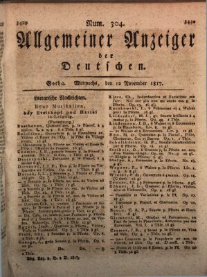 Allgemeiner Anzeiger der Deutschen Mittwoch 12. November 1817