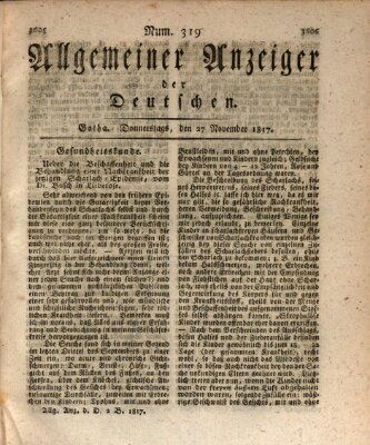 Allgemeiner Anzeiger der Deutschen Donnerstag 27. November 1817