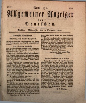 Allgemeiner Anzeiger der Deutschen Mittwoch 10. Dezember 1817